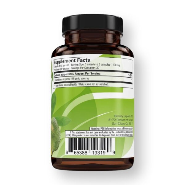 Guanabana (Soursop) 90 Capsules 1100 mg per Serving Powerful Blend of 100% Natural Premium Ingredients, Vegetable, Cultivada Organicamente |Organically Grown - Image 4