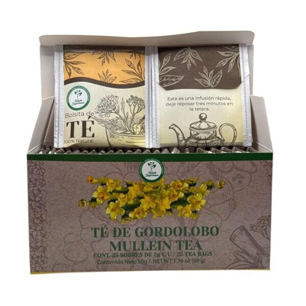 Gordolobo te (Mullein herbal tea) 25 tea bags, vegan, 100% natural, hecho en mexico Beverage - Image 2