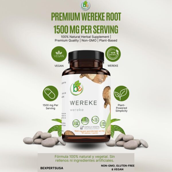 Wereke (Wereque Root) – 90 Vegan Capsules, 1500 mg per Serving – 100% Natural Herbal Supplement – Premium Quality, Non-GMO, Plant-Based – by Bexpertsusa - Image 2