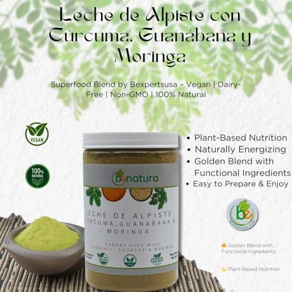 Leche de Alpiste, Curcuma, Guanabana & Moringa (Premium Canary Seed Milk – with Turmeric, Soursop & Moringa) – Superfood Blend by Bexpertsusa– 16 oz - Image 7
