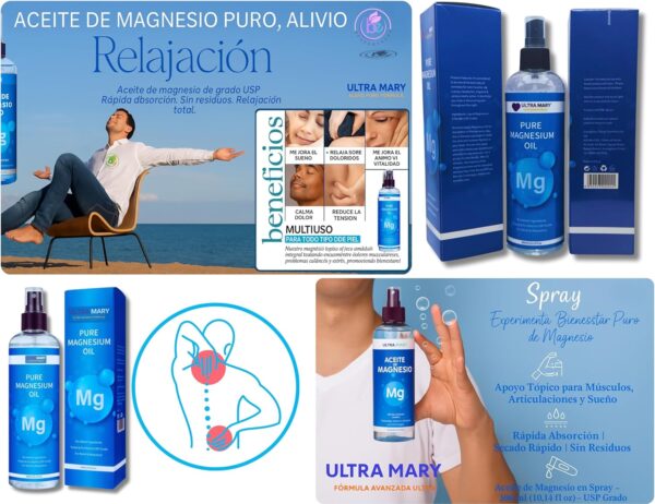 B-EXPERTS Ultra Pure Magnesium Oil Spray 300ml USP Grade Rapid Absorption Quick Dry No Residue Alcohol-Fre - Image 2