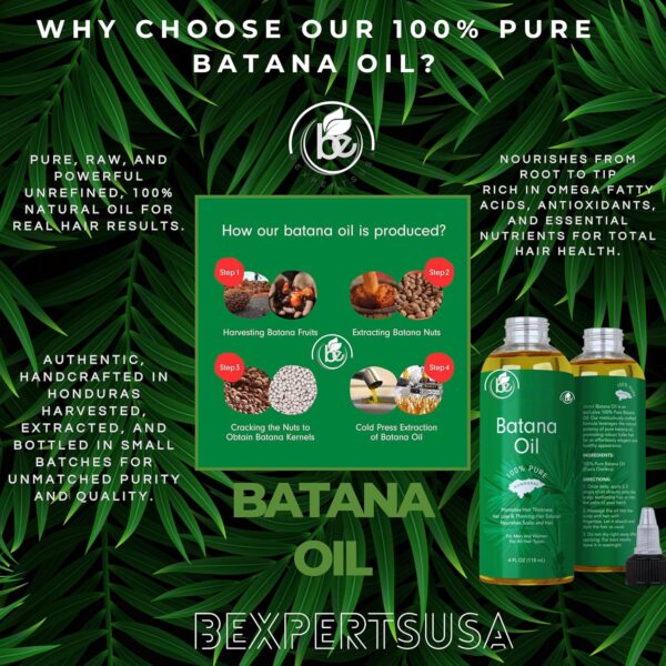 Bexpertsusa Batana Oil 100% Pure & Natural 4 fl oz Promotes Hair Growth Thickens Strengthens Moisturizing Smoothing Anti Hair Loss for Men Women Unisex Haircare - Image 3