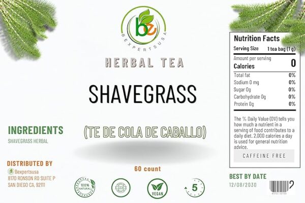 Cola de Caballo Té (Shavegrass/Horsetail Tea) – 60 Tea Bags – 100% Natural, Vegan, Herbal – Gluten-Free, Non-GMO – by Bexpertsusa - Image 5