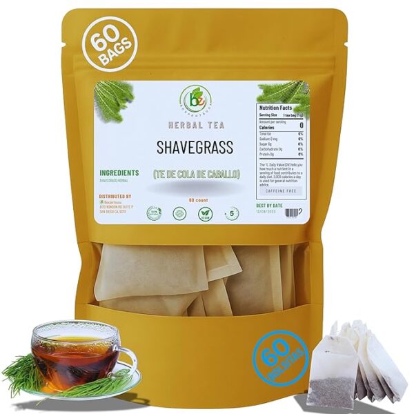Cola de Caballo Té (Shavegrass/Horsetail Tea) – 60 Tea Bags – 100% Natural, Vegan, Herbal – Gluten-Free, Non-GMO – by Bexpertsusa