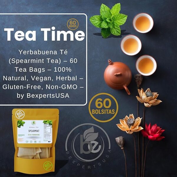 Yerbabuena Té (Spearmint Tea) – 60 Tea Bags – 100% Natural, Vegan, Herbal – Gluten-Free, Non-GMO – by Bexpertsusa - Image 4