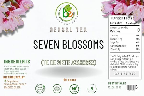 7 Siete Azahares Té (Seven Blossoms Tea) – 60 Tea Bags – 100% Natural, Vegan, Herbal – Gluten-Free, Non-GMO – by BexpertsUSA - Image 5