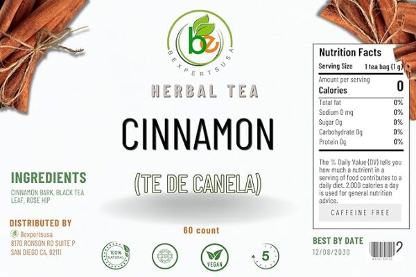 Canela Té (Cinnamon Tea) – 60 Tea Bags – 100% Natural, Vegan, Herbal – Gluten-Free, Non-GMO – by Bexpertsusa - Image 2