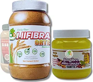 BE Fibra Premium Fiber Supplement 10.5oz+Jengibre(Ginger)Batimol Gel 250g Combo–Natural Daily Detox & Digestive Wellness–Wheat Bran,Algas,Maguey,Piña,Canela & Linaza–VitaminA,B12,C & D–Chup|Simi|Panza