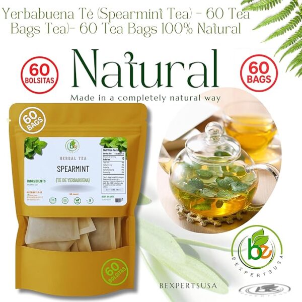 Yerbabuena Té (Spearmint Tea) – 60 Tea Bags – 100% Natural, Vegan, Herbal – Gluten-Free, Non-GMO – by Bexpertsusa - Image 5
