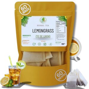 Limón Té (Lemongrass Tea) – 60 Tea Bags – 100% Natural, Vegan, Herbal – Gluten-Free, Non-GMO – by BexpertsUSA