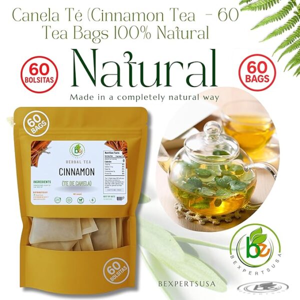 Canela Té (Cinnamon Tea) – 60 Tea Bags – 100% Natural, Vegan, Herbal – Gluten-Free, Non-GMO – by Bexpertsusa - Image 4