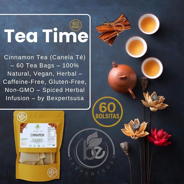 Canela Té (Cinnamon Tea) – 60 Tea Bags – 100% Natural, Vegan, Herbal – Gluten-Free, Non-GMO – by Bexpertsusa - Image 5