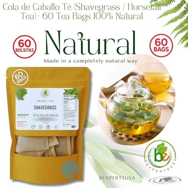 Cola de Caballo Té (Shavegrass/Horsetail Tea) – 60 Tea Bags – 100% Natural, Vegan, Herbal – Gluten-Free, Non-GMO – by Bexpertsusa - Image 2