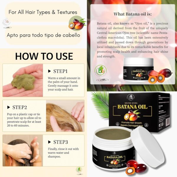 B-EXPERTS Batana Oil for Hair Growth - 100% Raw & Natural Hair Mask - 4.16 oz - Thickens Strengthens Moisturizes Repairs Split Ends - For All Hair Types - Bexpertsusa - Haircare - Image 4