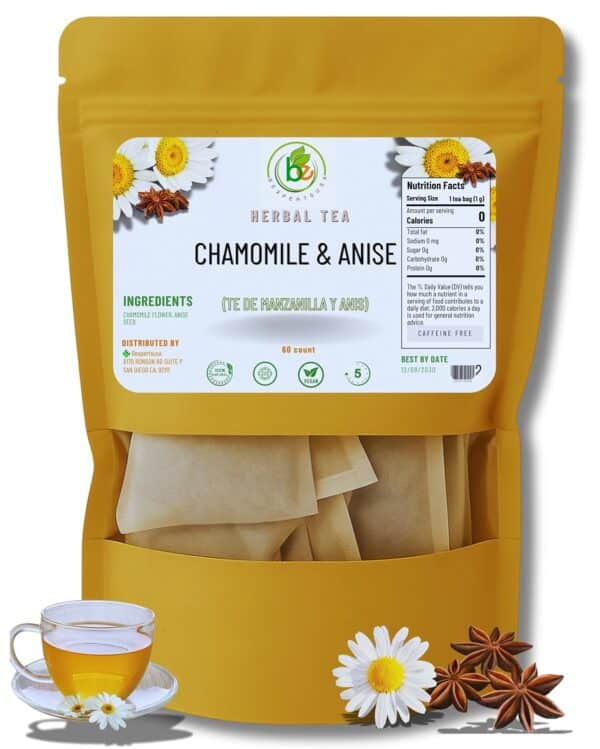 Manzanilla & Anís Té (Chamomile & Anise) – 60 Tea Bags – 100% Natural, Vegan, Herbal – Gluten-Free, Non-GMO – by Bexpertsusa - Image 3
