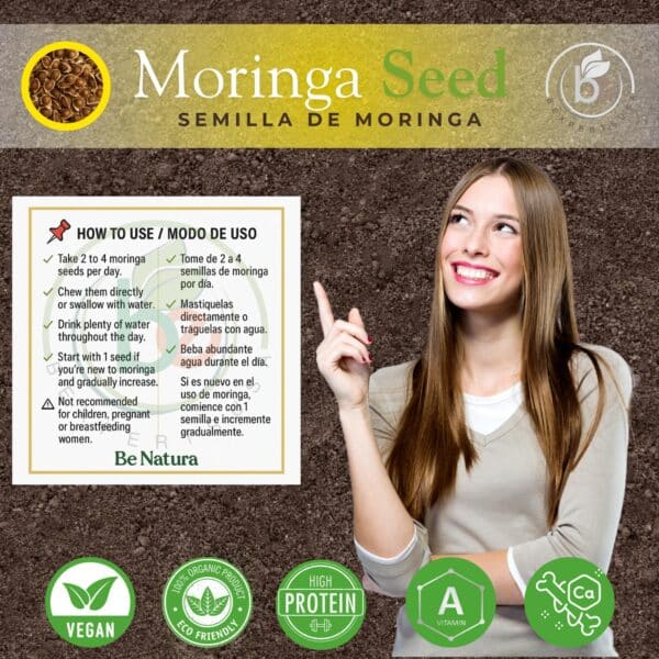 Moringa Seeds (Semillas) – 8.5 oz (Approx. 850 Seeds) – Premium Quality Moringa Oleifera – Edible – Non-GMO, Organically Grown – Superfood Rich in Nutrients – Resealable Pouch by Bexpertsusa - Image 6