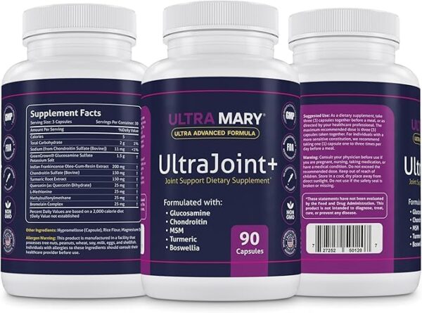 Joint Support UltraMary+(90 Capsules)+Pure Magnesium Oil Spray(300 ml) Combo–Glucosamine 1500mg, Chondroitin, MSM,Turmeric & Boswellia–Mobility, Flexibility & Muscle Relief|Articulaciones & Músculos - Image 5