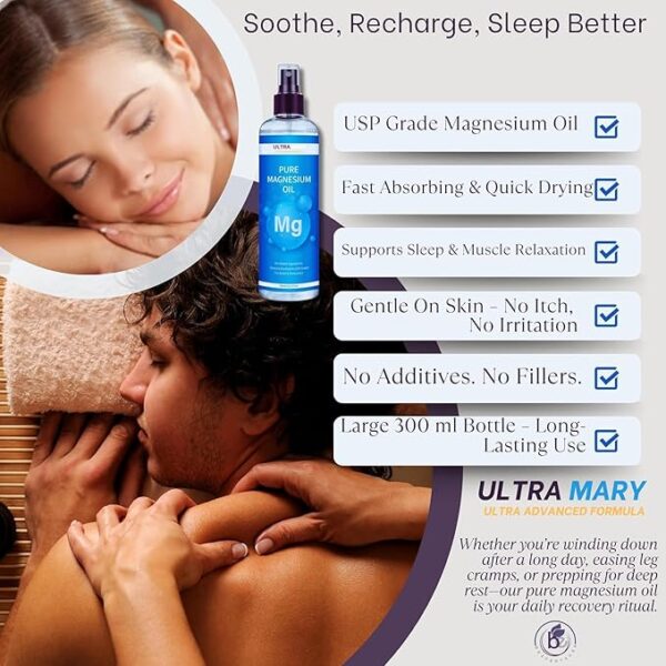 Magnesium Relief Combo|Pure Magnesium Oil Spray(300ml)+Magnesium Body Butter(4.23oz) USP Grade,Rapid Absorption,Lavender Cream|Joint & Muscle Support–Natural,Kid-Friendly Topical Duo (Músculos) - Image 6