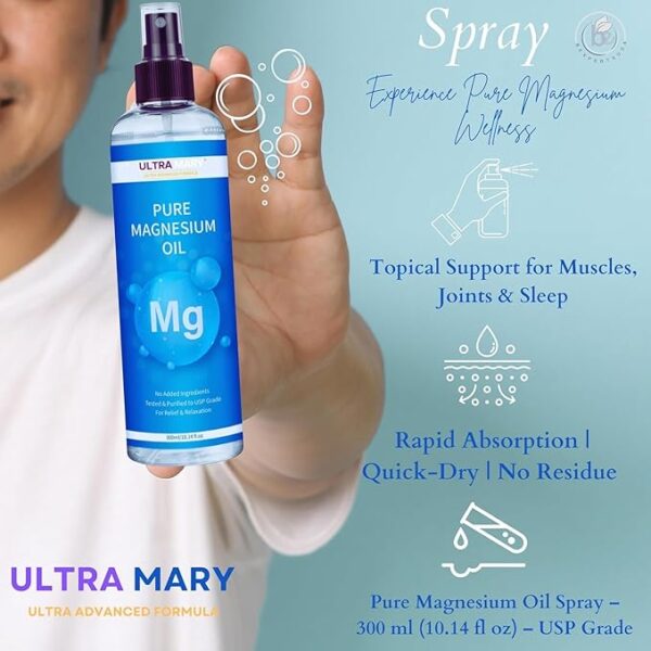 Magnesium Relief Combo|Pure Magnesium Oil Spray(300ml)+Magnesium Body Butter(4.23oz) USP Grade,Rapid Absorption,Lavender Cream|Joint & Muscle Support–Natural,Kid-Friendly Topical Duo (Músculos) - Image 3