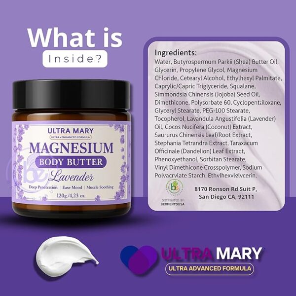 Magnesium Relief Combo|Pure Magnesium Oil Spray(300ml)+Magnesium Body Butter(4.23oz) USP Grade,Rapid Absorption,Lavender Cream|Joint & Muscle Support–Natural,Kid-Friendly Topical Duo (Músculos) - Image 4