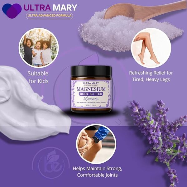 Magnesium Relief Combo|Pure Magnesium Oil Spray(300ml)+Magnesium Body Butter(4.23oz) USP Grade,Rapid Absorption,Lavender Cream|Joint & Muscle Support–Natural,Kid-Friendly Topical Duo (Músculos) - Image 2
