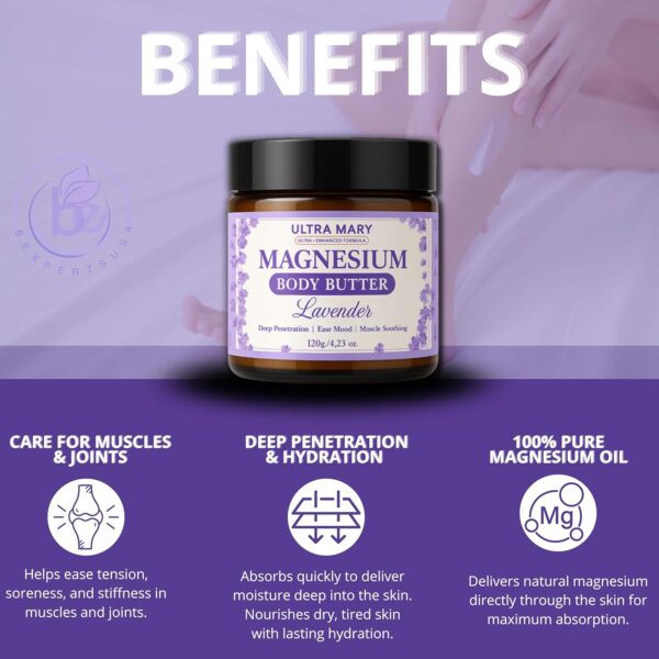 Magnesium Relief Combo|Pure Magnesium Oil Spray(300ml)+Magnesium Body Butter(4.23oz) USP Grade,Rapid Absorption,Lavender Cream|Joint & Muscle Support–Natural,Kid-Friendly Topical Duo (Músculos) - Image 7