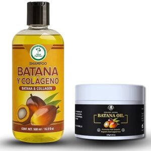 Batana Oil Hair Care Set-Shampoo with Collagen, Rosemary & Aloe Vera (16.9 fl oz) + Batana Oil Paste (4.16 oz) Nourishing & Moisturizing Duo–Salt-Free, Paraben-Free–For Dry & Thinning Hair–Men & Women