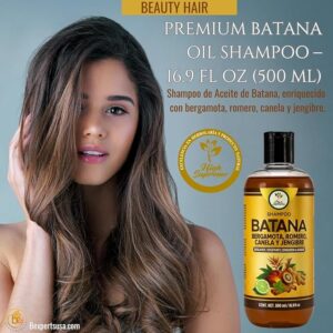 Batana Oil Shampoo w/Bergamota,Rosemary, Cinnamon,Aloe Vera & Ginger–Nourishing & Moisturizing–16.9 fl oz,Salt-Free,Paraben-Free,For Dry & Thinning Hair,Unisex,Supports Healthy-Looking Hair & Fullness